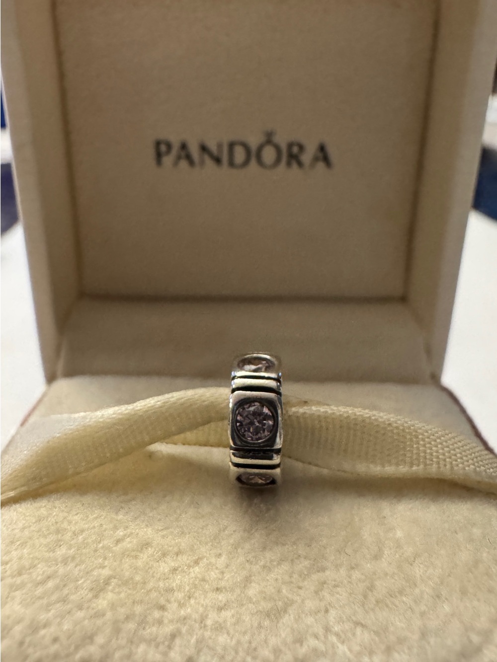 Pandora Silver Trinity Spacer/Northern Lights Charm with Pink CZ